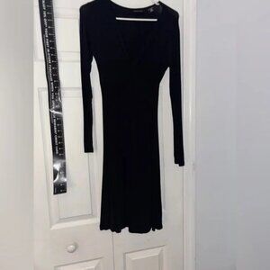 BIRCH NY Black Knit Sweater Dress Long Lace Sleeve Womens A-line Sz Small